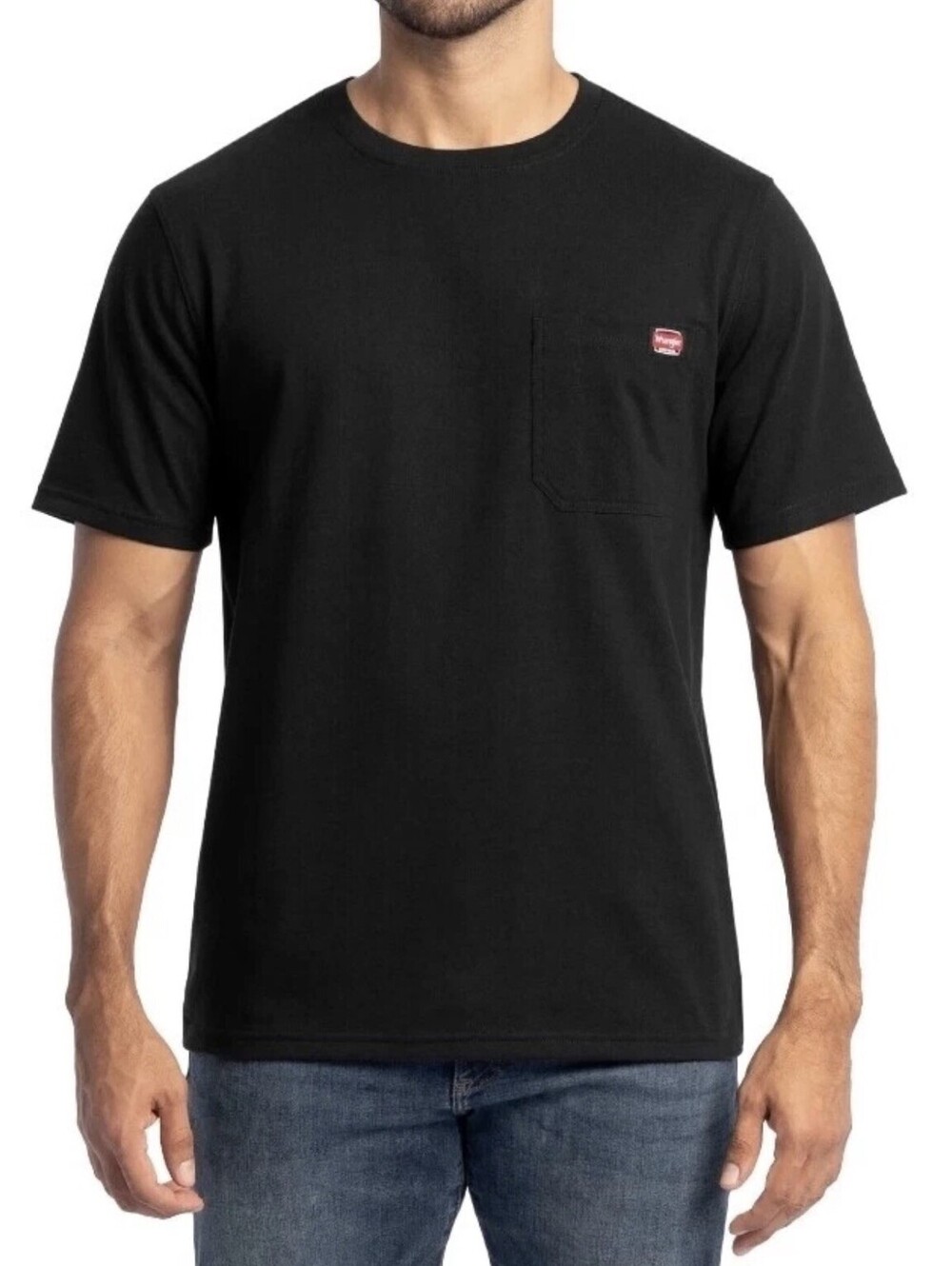 Wrangler Workwear Men's Short Sleeve Heavyweight Pocket Crew Shirt Black 2XL/2XG